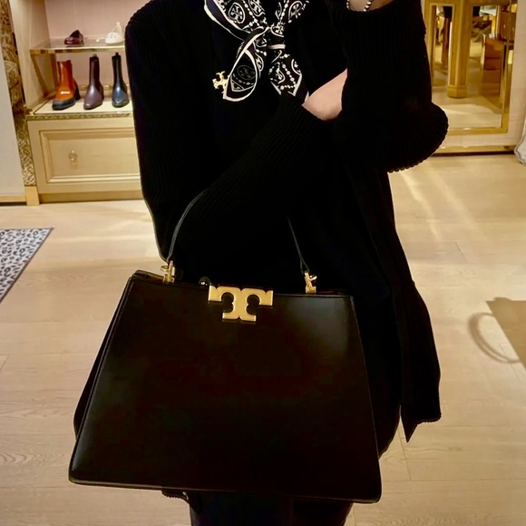 Tory Burch Eleanor Large Leather Top Handle Satchel T Logo - Picture 4 of 15